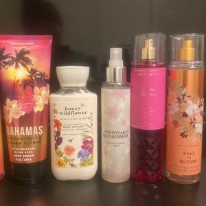 7 items Bath Body works lotions & fine fragrance mists LOT